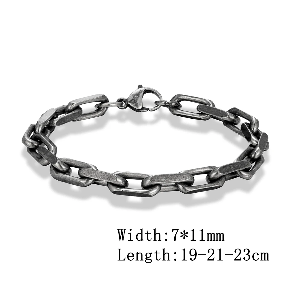 MKENDN Locomotive Men Punk Rock Bicycle Chain Bracelet Stainless Steel Male Vintage Oxidized Black Biker Jewelry stainless steel bracelet chain bracelet