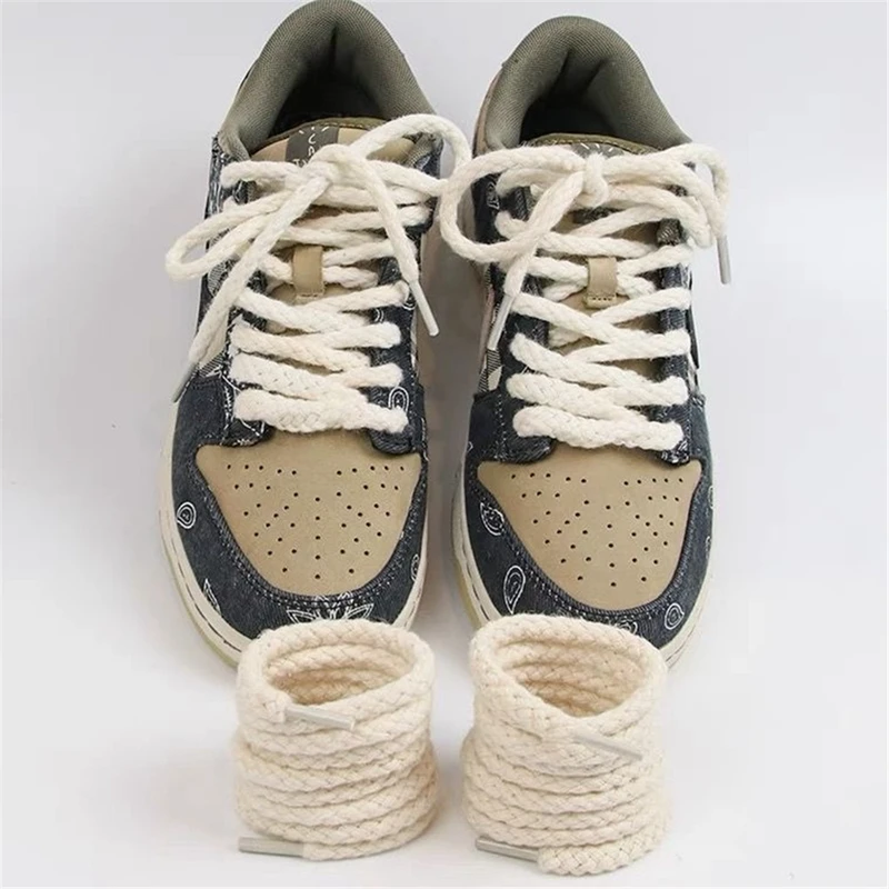 Lacci delle scarpe in cotone tessuto di lino 0.7cm lacci per scarpe rotondi donna uomo modello High-top Sneakers in tela bordo accessori per lacci delle scarpe