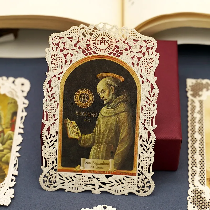 Saint Bernard Religious Bookmark Catholic Christian Decorative Holy Card Lace Figure Icon Church Gift 7x11cm