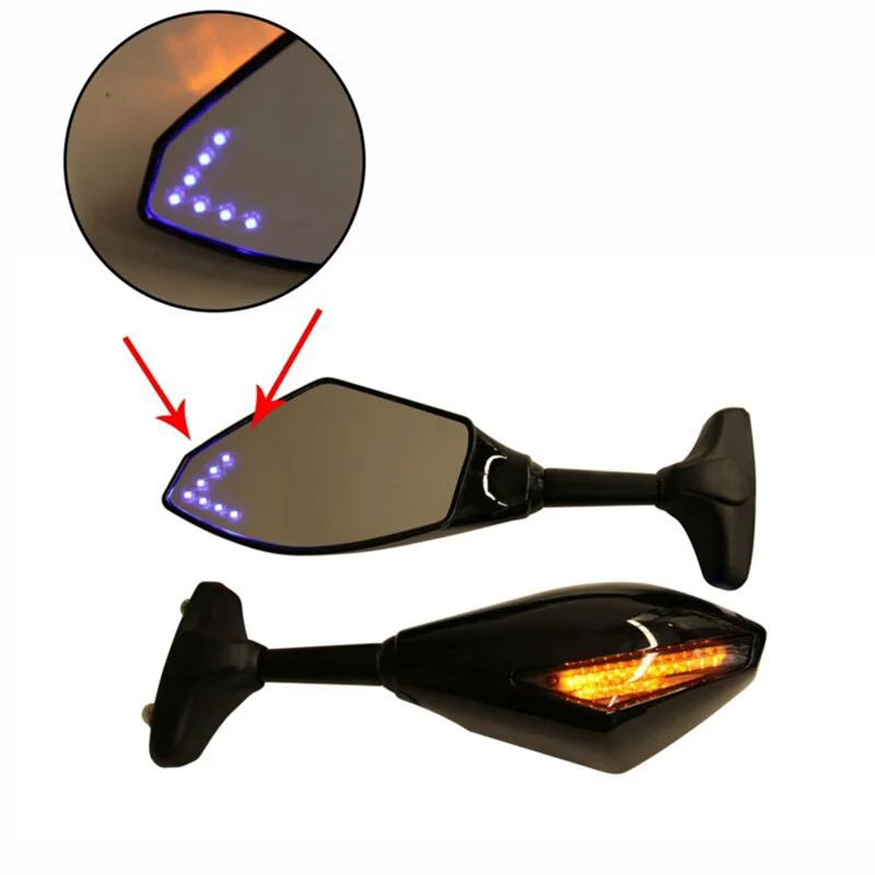 HOES-1Pair 오토바이 LED 백미러 라이트 Yamaha YZF R1 R6 FZ1 FZ6 600R R3 LED 반전 미러 액세서리