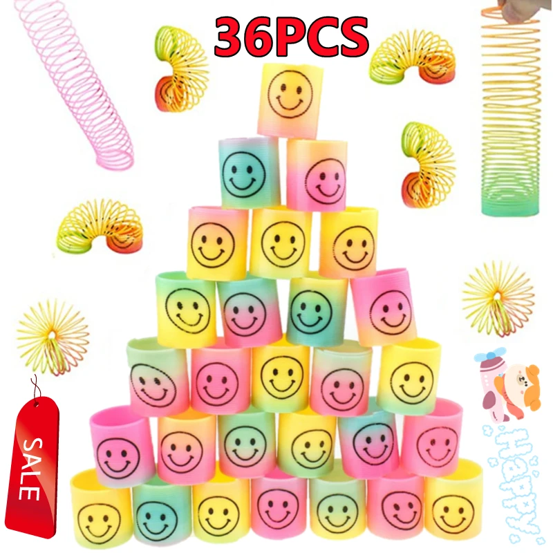 Childrens Toys 36/24/12/6/2PCS Rainbow Smile Magic Springs Circle Toys for Children Birthday Party Favors Gifts Funny Children's Magical Toys