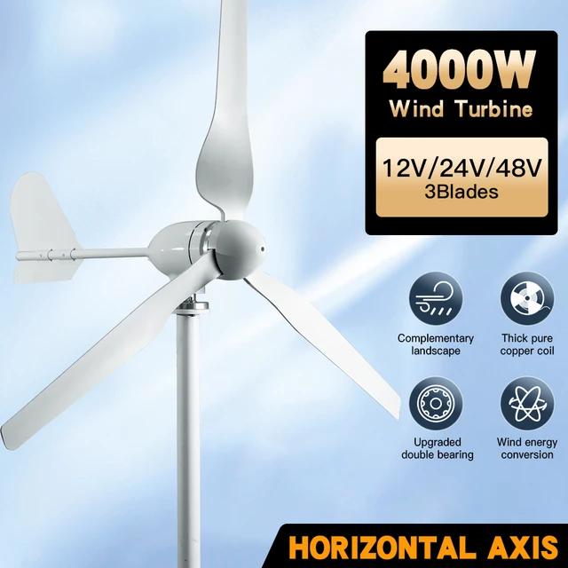 SMARAAD เครื่องกําเนิดไฟฟ้าลมแนวนอน 4000W Turbine MPPT Controller 12V 24V 48V เสียงต่ํา Medium Windmill ในครัวเรือนขนาดเล็ก 1