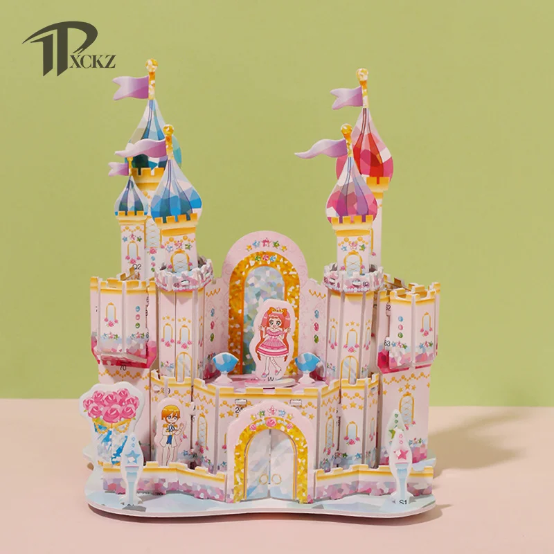 

Головоломка Монтессори для детей, 3D стерео головоломка, сделай сам, мультяшный дом, вилла, замок, модель для строительства