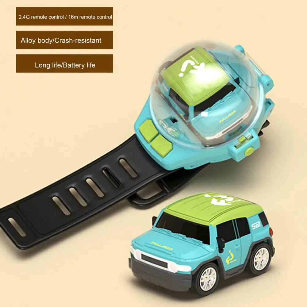 Kids Watch Remote Control Car USB Rechargeable 2.4GHz RC Mini Racing Vehicle Adjustable Wrist Toy with LED Light Toddlers Gift 2