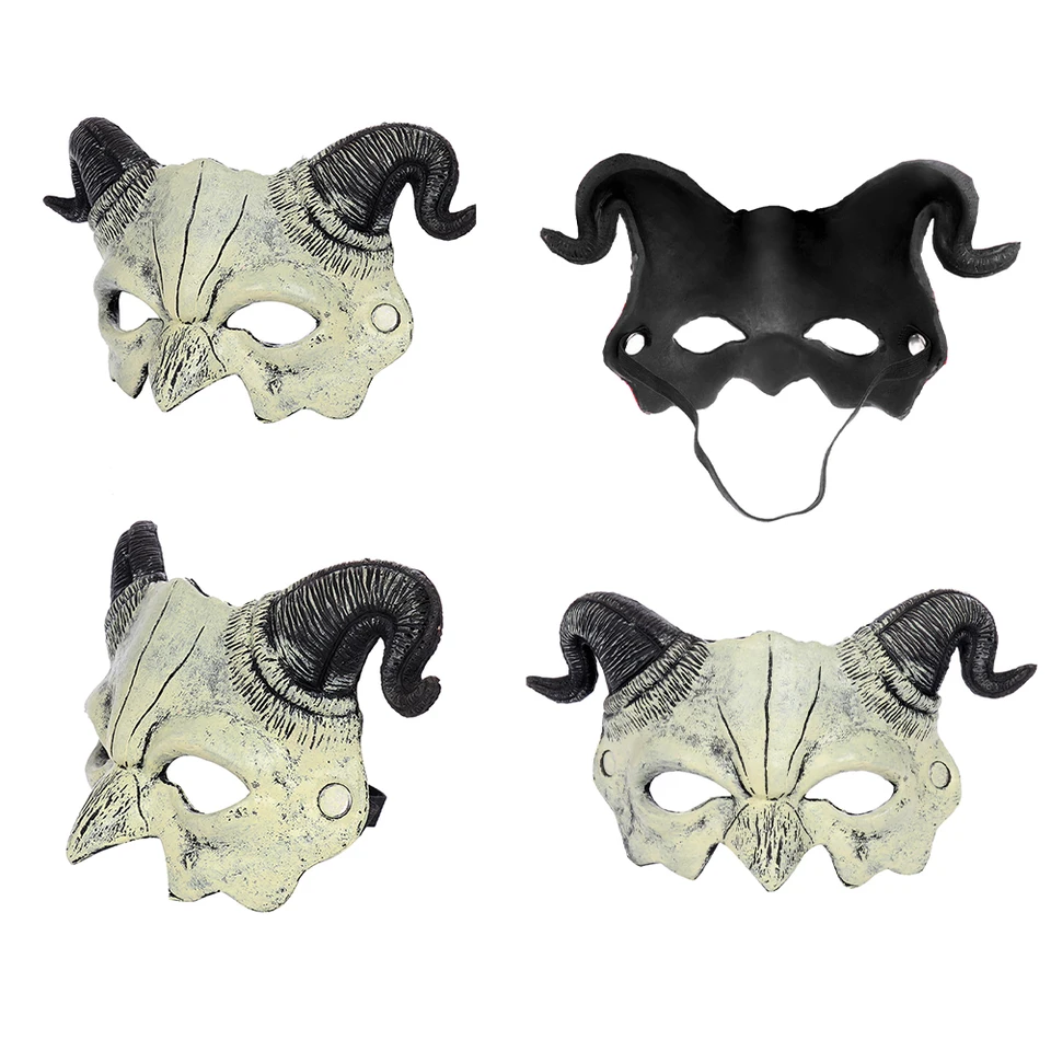 Devil Mask Masque De Démon D'Halloween En Mousse Effrayant Rouge Demi-visage En Corne De Bélier Pour Fête, Cosplay, Costume De Démon Pour Homme Et Femme, Masque Devil Face Mask Ghostface