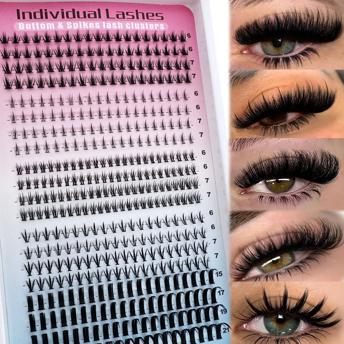 5 Styles Bottom Lash Cluster Manga Lash Clusters Spike Lashes Lower Lashes Wispy Bottom Individual Lashes 6-21mm Natural Eyelash