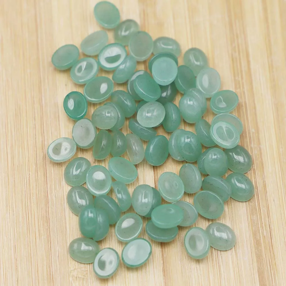2023 New Top Quality Natural Green Aventurine Stone Oval Shape Cab Cabochons Beads for Jewelry Making 8x10mm Wholesale 100pcs