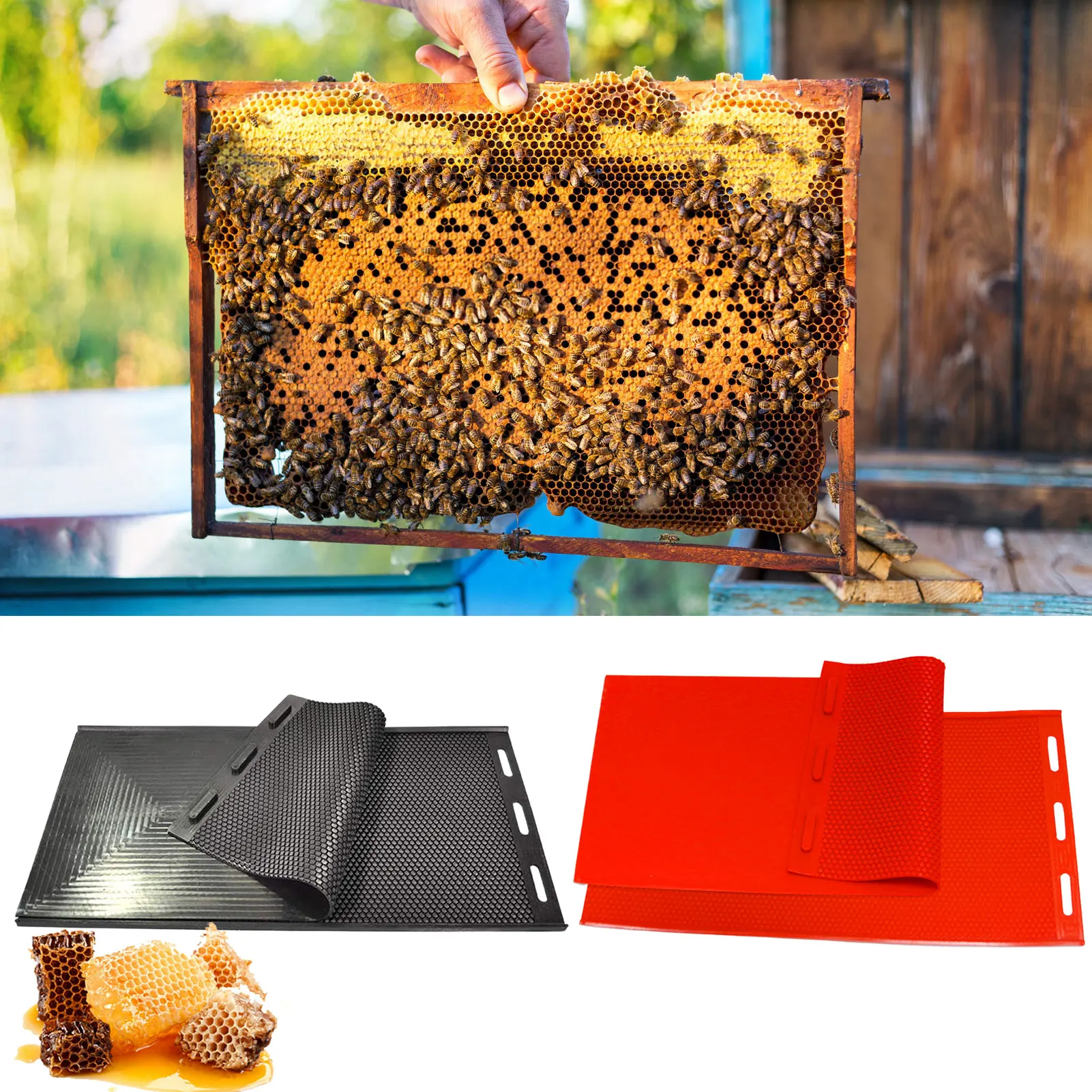2pcs Silicone Beeswax Honeycomb Mold Flexible Beeswax for Machine  Foundation Sheets Press Embosser Beeswax Nest Base Making - AliExpress