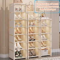 1pc 6/8 Layers Shoe Organizer, Space-saving Metal Frame & Fabric Interlayer Shoe Rack, T1 Shelf for Entryway Hallway Living Room 2