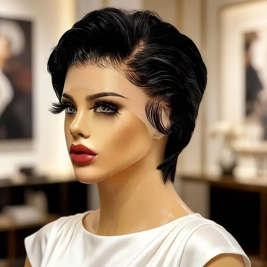 Body Wave 13x4 Lace Front Wig for Women Human Hair Short Pixie Cut Wig Pre Plucked 180% Density 2