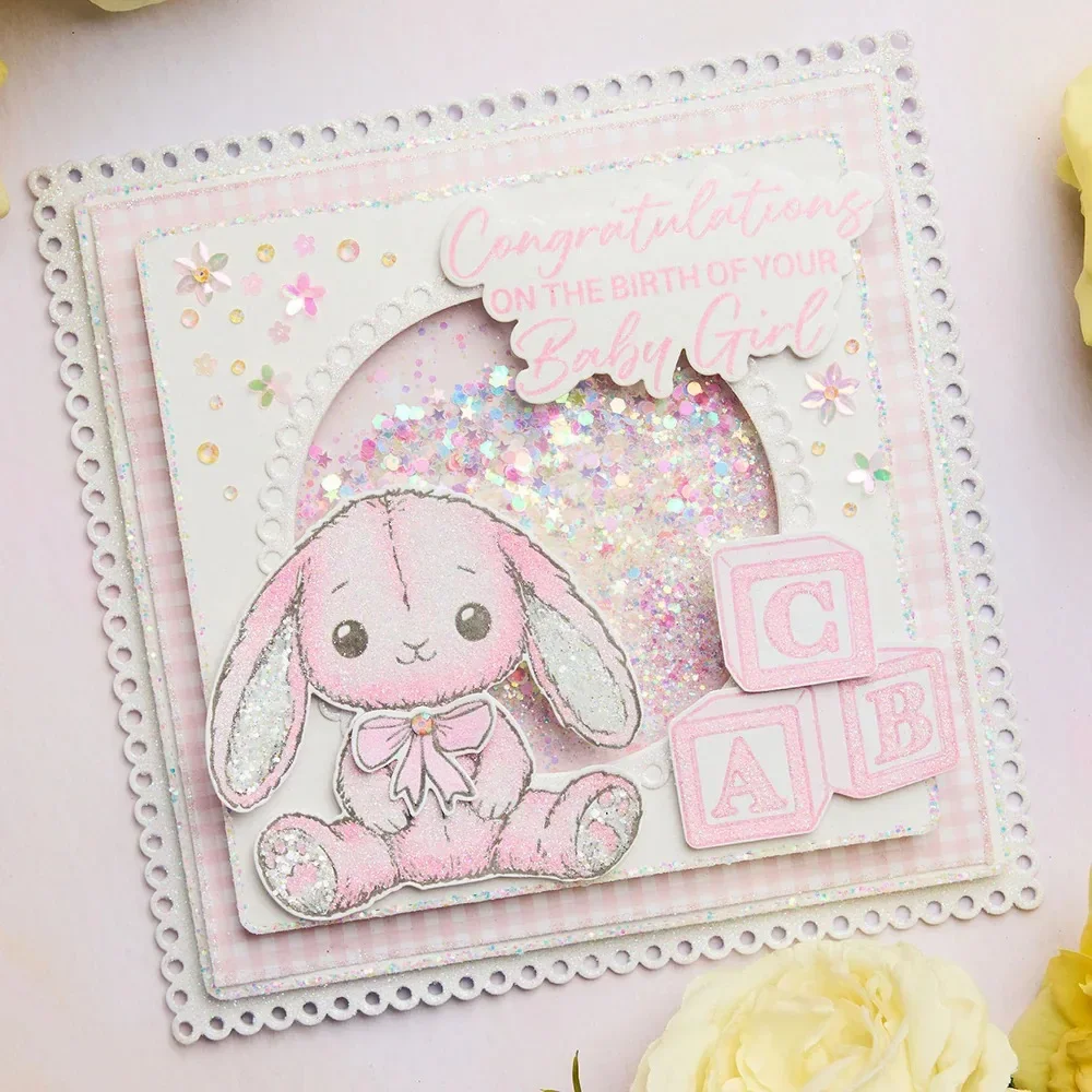 토끼 딸랑이 블록  소녀 금속 커팅 다이 및 스탬프 DIY 스크랩북 카드 스텐실 종이 카드 수제 앨범 스탬프 다이