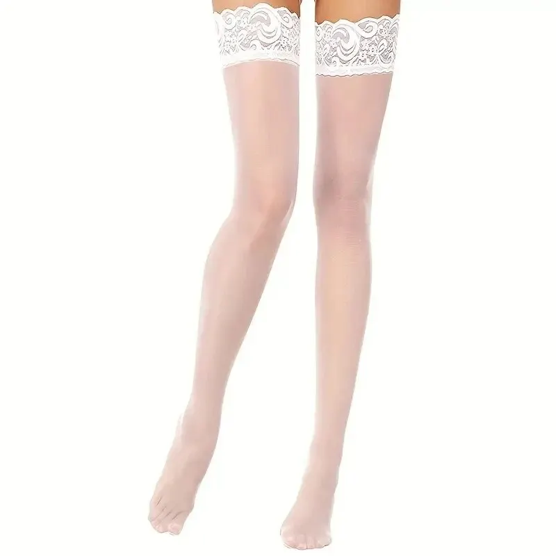 Lace thigh high stockings lace stockings lace pantyhose thigh high stockings Women's Lace Top Thigh High Sheer Stockings Antiskid Silicone Ultra Shimmery Pantyhose