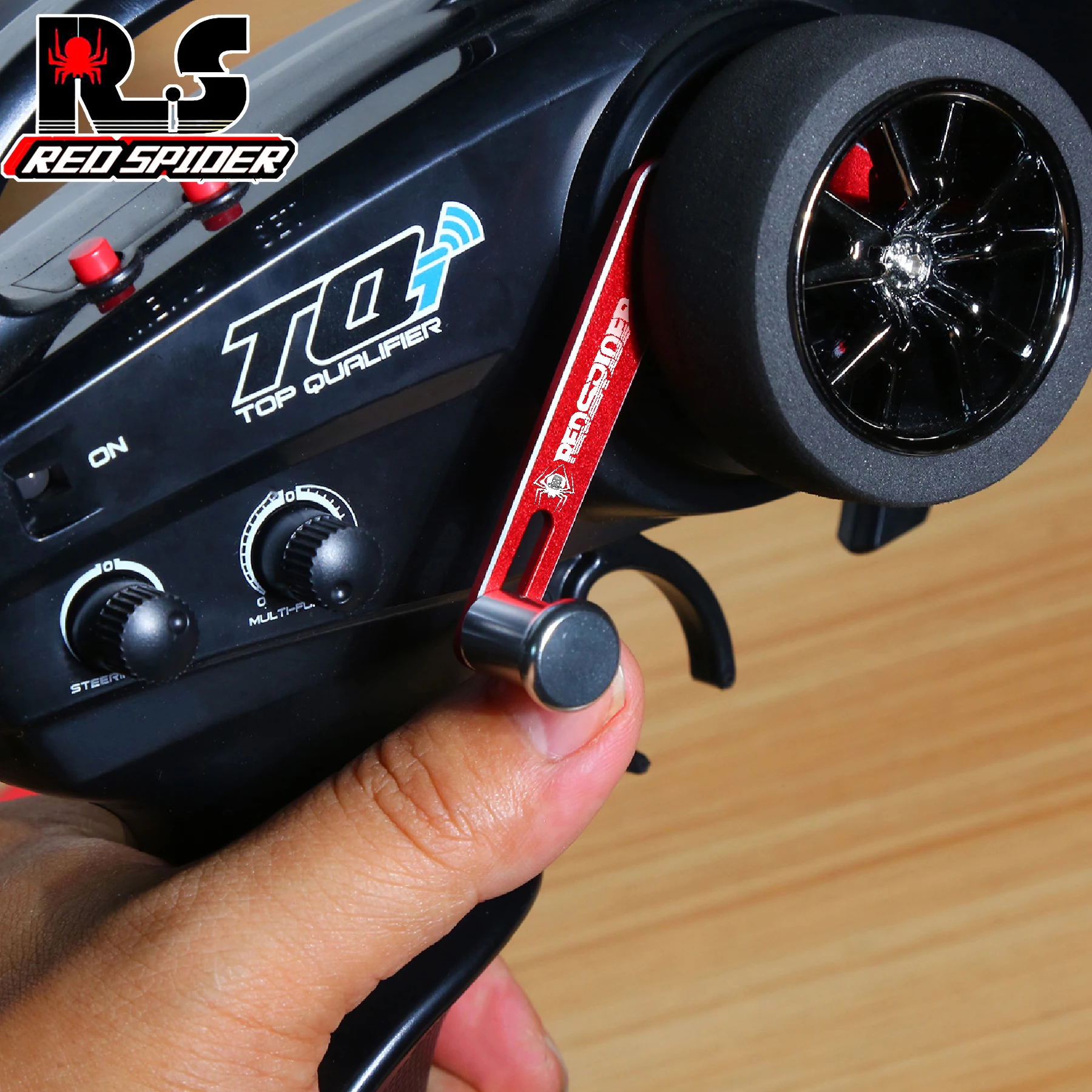 Volant CNC Aluminium pour TQI TRX4 - Pièce RC Noir/Rouge
