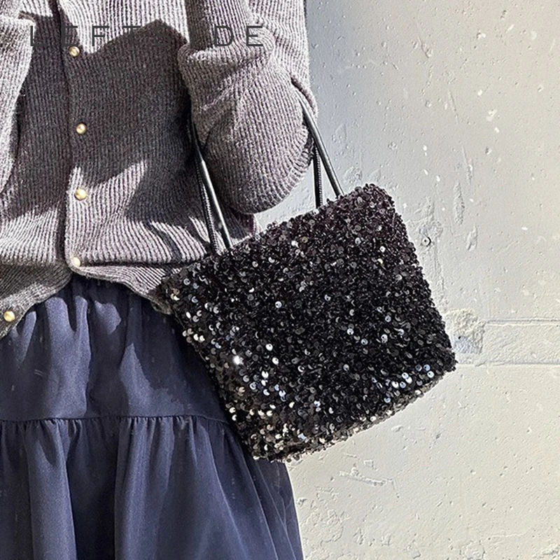 

LEFTSIDE Small Sequin Underarm Bags for Women 2023 Luxury Designer Korean Fashion Party Handbags and Purses Trend Shoulder Bag