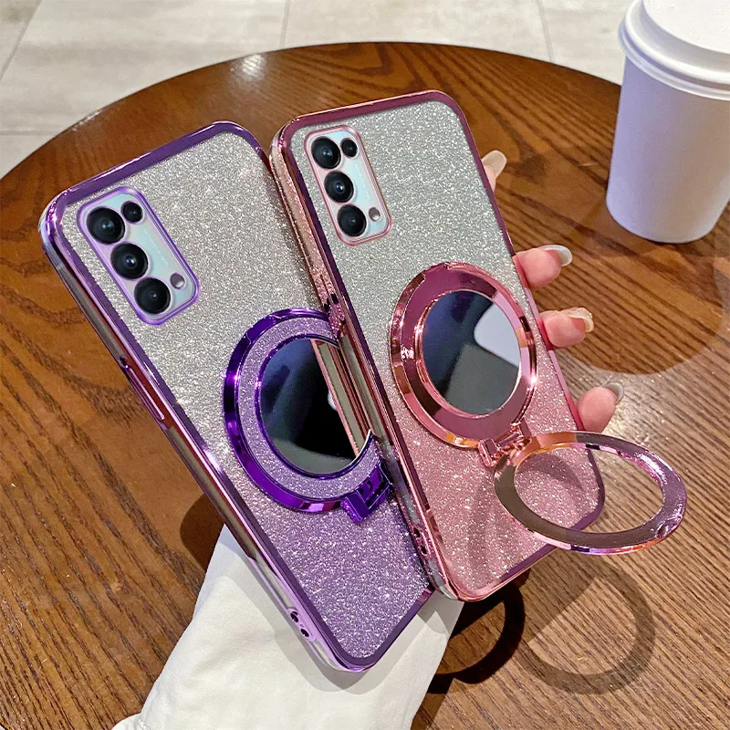 Mirror Glitter Case with Magnetic Bracket and Bling Soft Finish