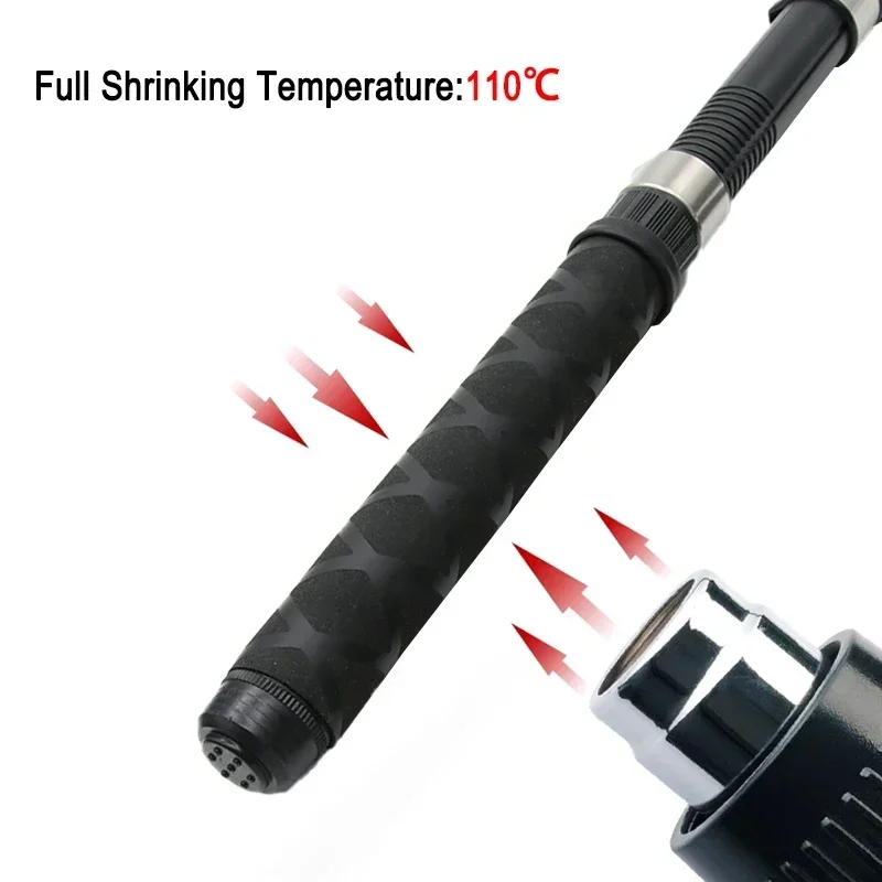 Non Slip Heat Shrink Tube Fishing Rod Wrap Black 15 18 20 22 25 28 30 35 40 45 50mm Handle Insulated Protect Waterproof Cover fishing rod wrap