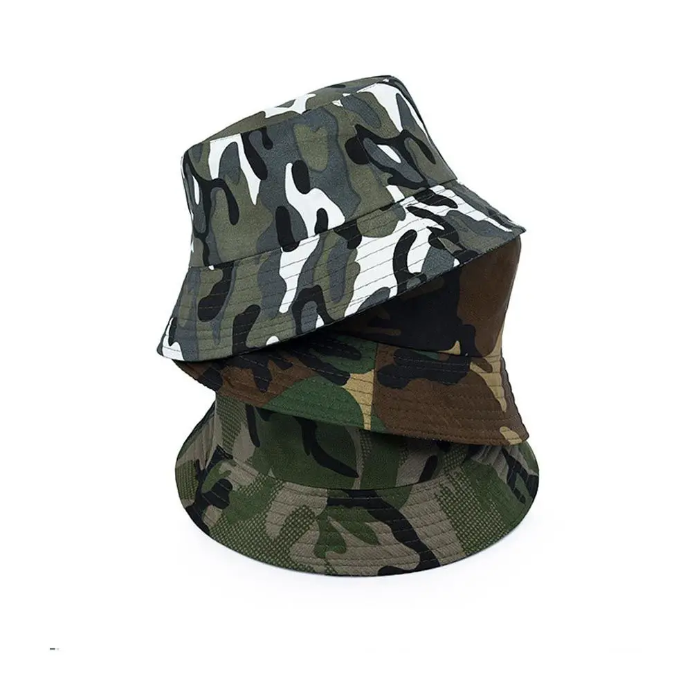 

Summer Breathable Cotton Cycling Outdoor Men Bucket Hats Camouflage Sunscreen Basin Caps Korean Fisherman Caps