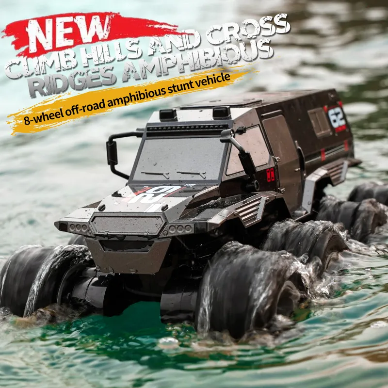 Macchinina Multifunzionale 1:14 Grande Monster Truck Anfibio Telecomando Auto Ipx4 Impermeabile Veicolo Fuoristrada 25 Minuti