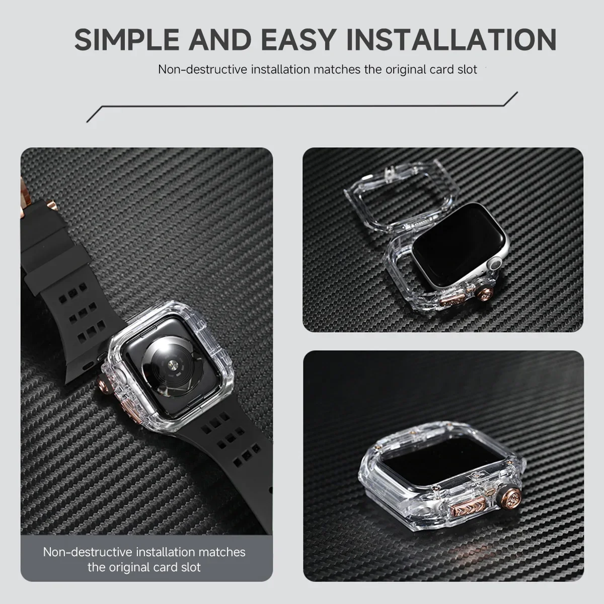 Elegant Enhancement Kit: Transparent Case & Rubber Strap