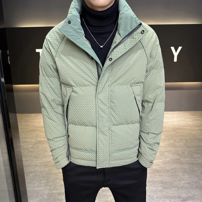 Fashion Men's 2023 Winter 90% White Duck Down Jackets Casual Stand Collar Short Puffer Coat Youth Streetwear Warm Parkas Clothes