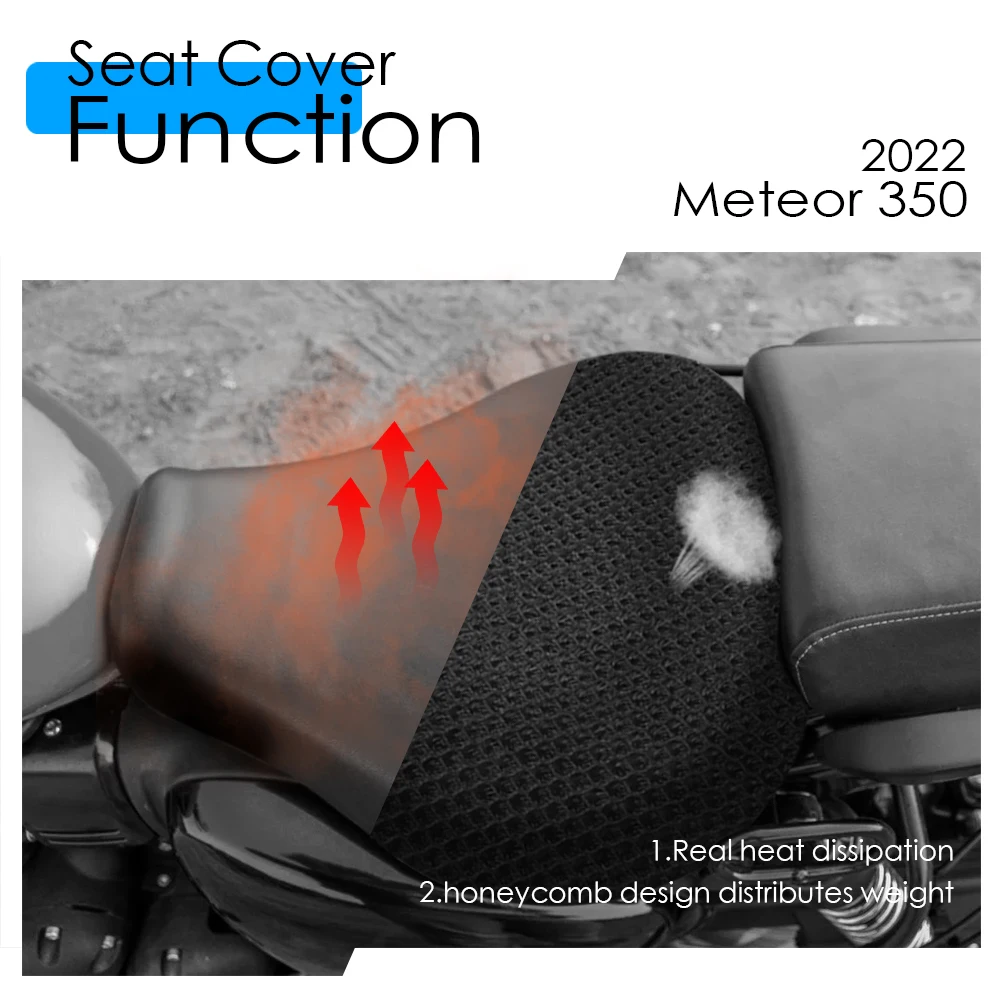 Meteor 350 액세서리 Royal Enfield Meteor350 2020-2023 용 오토바이 시트 커버 3D 허니컴 메쉬 쿠션 방수 나일론
