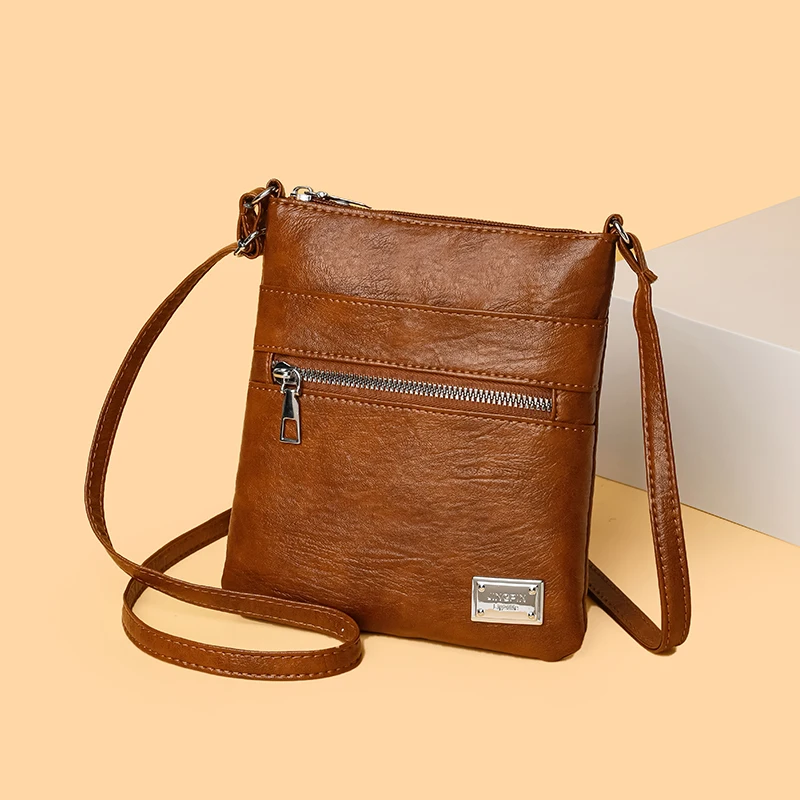 Retro square, compact and stylish synthetic leather crossbody bag suitable for mobile phones and essentials, adjustable shoulder