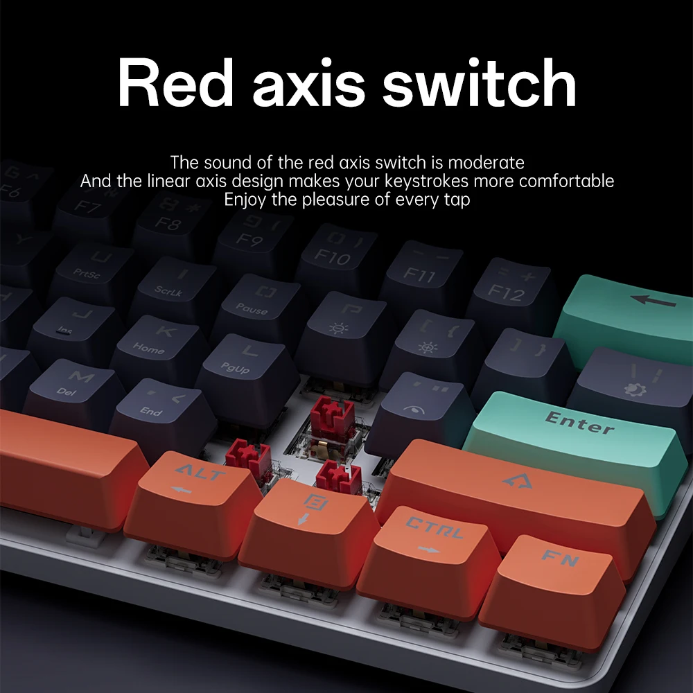 Enhanced LED Backlit Gaming Mechanical Keyboard with Red Switches - 61 Keys, USB Wired