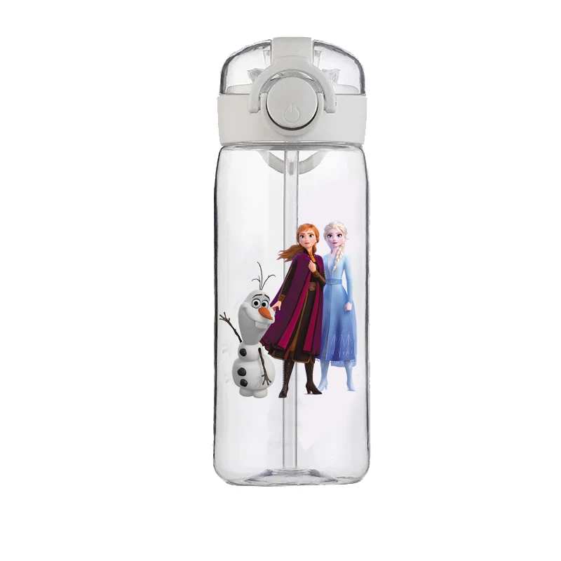 Cartoon Disney Straw Plastic Cup Large Capacity Couple Student Cute Simple Portable Frozen Anime Easy Cup Birthday Gift 400ML 4