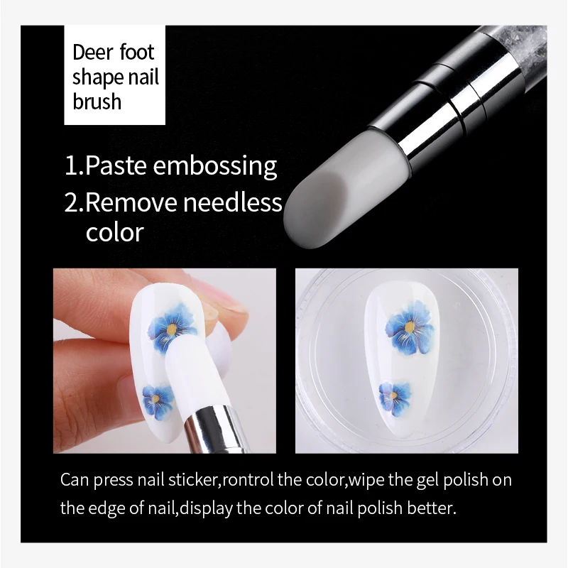 Dual-ended Nail Art Silicone Brush Sculpture Pen 3D Carving DIY Glitter Powder Press Foil Application Brush Manicure Tools 2