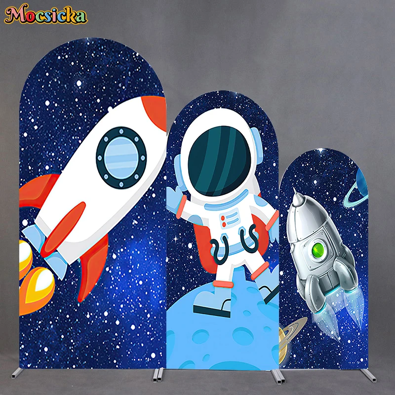 

Universe Arch Background Photography Rocket Astronaut Spacecraft Children Kids Baby Happy Birthday Backdrop Decor Props Poster