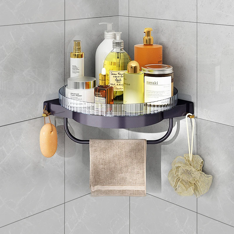 Bathroom organizer Rotating Shower Caddy Corner Shelf Kitchen Bathroom  Organizer No punching Storage Racks Shelves