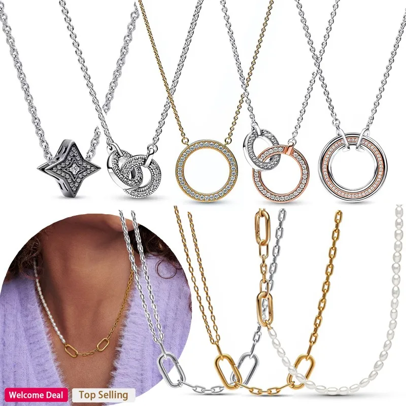 

2023 New Hot Selling Original Women's Gold Pearl Ring Logo Moon Necklace Women's Wedding Party Fashion DIY Charm Jewelry