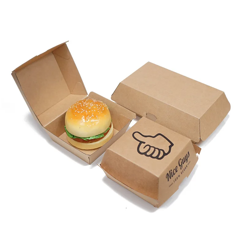 

Customized productBiodegradable Craft Fries Hamburger Box Packaging Custom Print Packing Cardboard Paper Burger Box