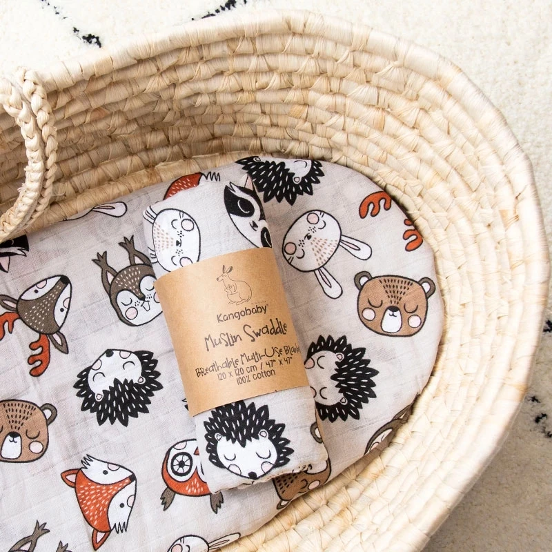 Kangobaby #My Soft Life# Fashion Newborn Muslin Swaddle Infant Wrap Baby Receiving Blanket Cute Babyroom Decor Cotton
