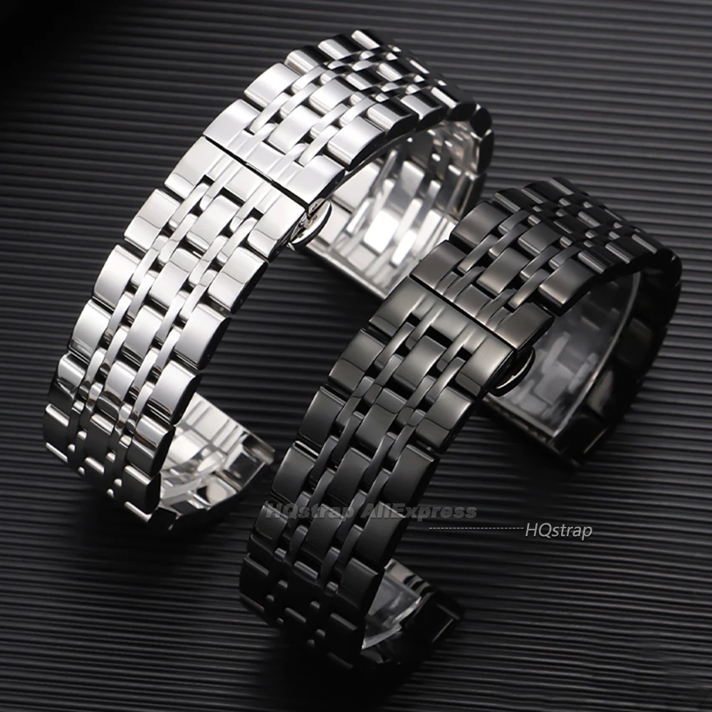 Premium Curved End Stainless Steel Smartwatch Bracelet with Butterfly Buckle