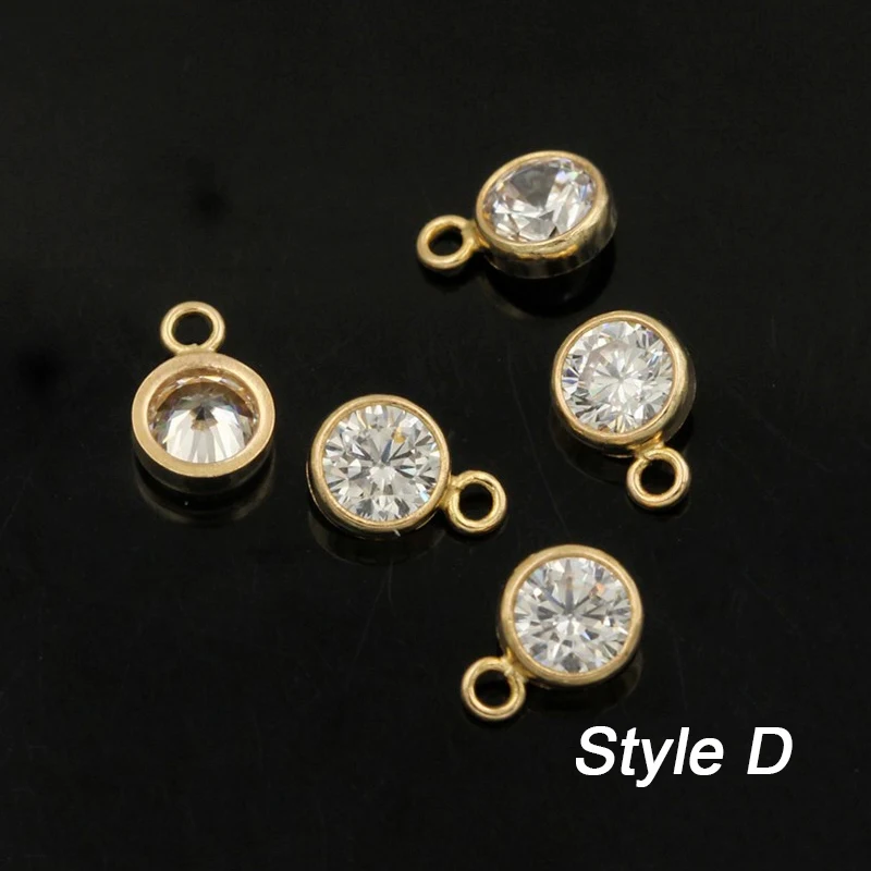14K Gold gefüllt 3/4mm CZ Stein Lünette Tropfen Stein Charms für Halskette Armband Komponenten Stecker Großhandel DIY Schmuck Erkenntnisse – Detail 16