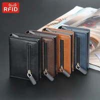 Pop Up Credit Card Holder Wallets Men Slim Rfid Blocking CardHolder Wallet for Men Card Money Bag Purse PU Leather Short Wallets 1