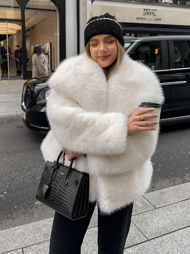 HH 2025 Winter Coats For Women Fashion New Faux Fur Long Sleeves