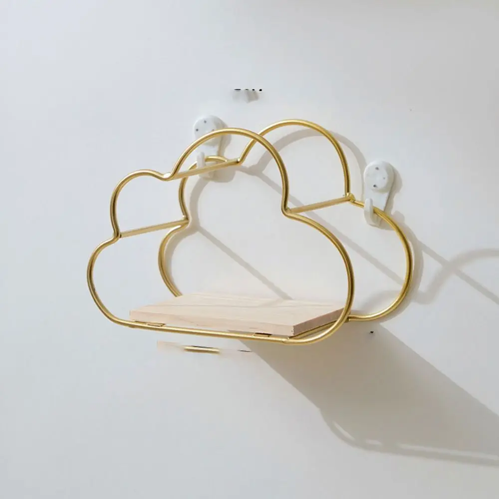 

Gold/Black Storage Rack Aesthetically Pleasing Traceless Nail Ironwork Iron Storage Rack Living Room Wall Decoration Home