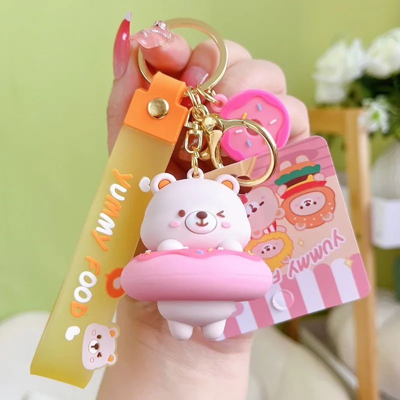 Deyuer Key Chain Cartoon Jelly Color Bear Unisex Multipurpose Letter Key  Ring Holder Bag Decoration 