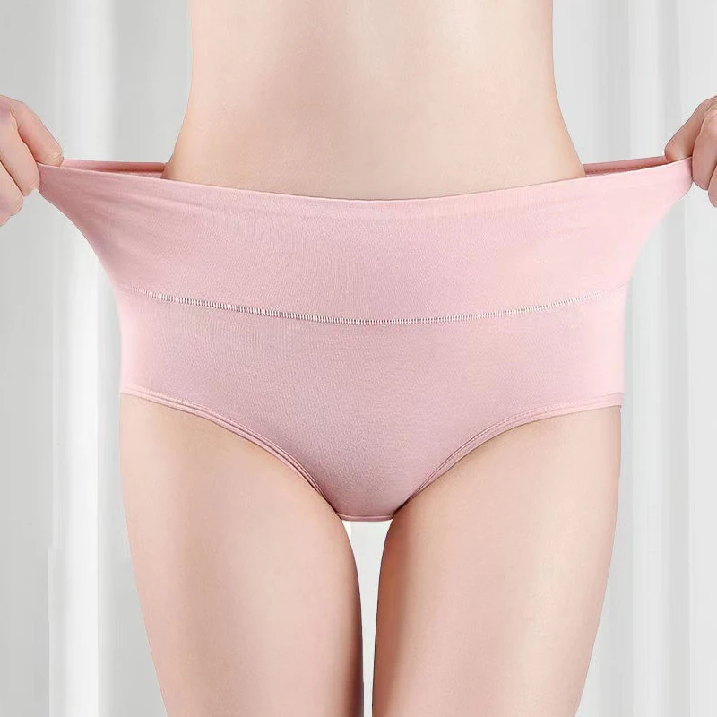 4Pcs/Set Plus Size M-5XL Women Panties Pure Cotton High Waist Slim Solid Briefs Body Shaper Underwear Breathable Female Lingerie