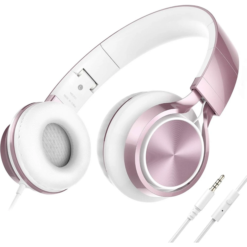 Kids Wired On Ear Headphones with Adjustable Mic