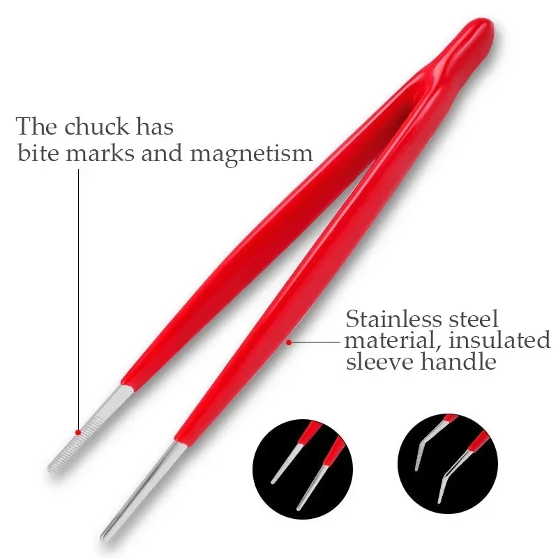 Precision Tweezers Insulated Stainless Steel 160mm For Phone Repair