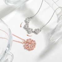 CARLIDANA transformer luxe trèfle à quatre feuilles pendentif collier cristal couleur or coeur amour bijoux pour femmes cadeau 3