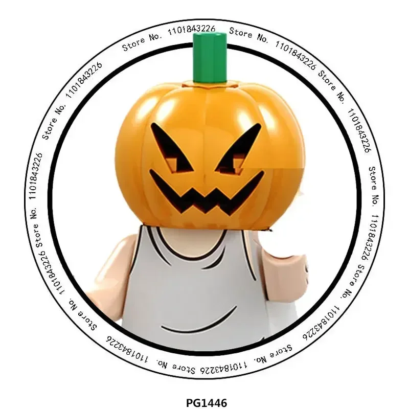thumbnail image 1 of Bloques de construcción de calabazas de la serie de películas de terror de Halloween, ladrillos de Silent Hill de El Resplandor, figuras de acción con cabeza de pirámide de Jack, juguetes para niños, 1 of 5