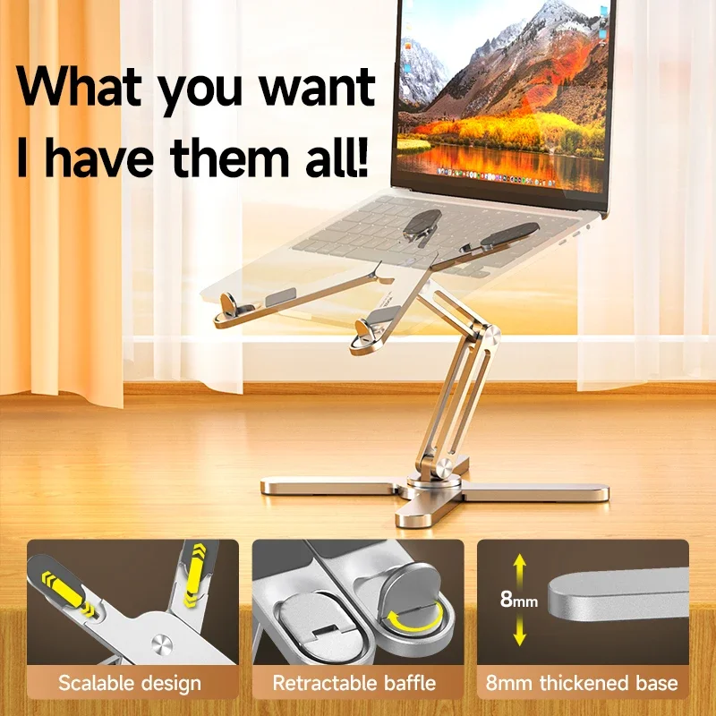 Laptop Stand 360 Rotating Base Computer Notebook Riser Metal Holder for Desk Collaborative Work Fits All MacBook