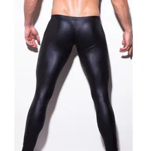 

Mens Faux Leather Performance Pant Slim Pencils Black Fashion Sexy Men Leggings Rave party Tight pants
