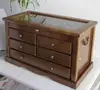Knife Collector Solid Wood Display Case Cabinet Tool Storage Cabinet with Glass Top Cover Lockable Walnut Finish Lockable 2