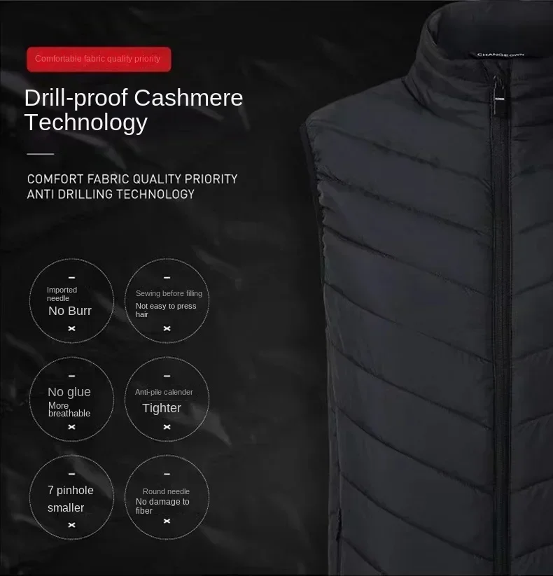 21 Zone Men's Sleeveless Electric Heated Jacket USB Infrared Thermal Heating Vest for Winter