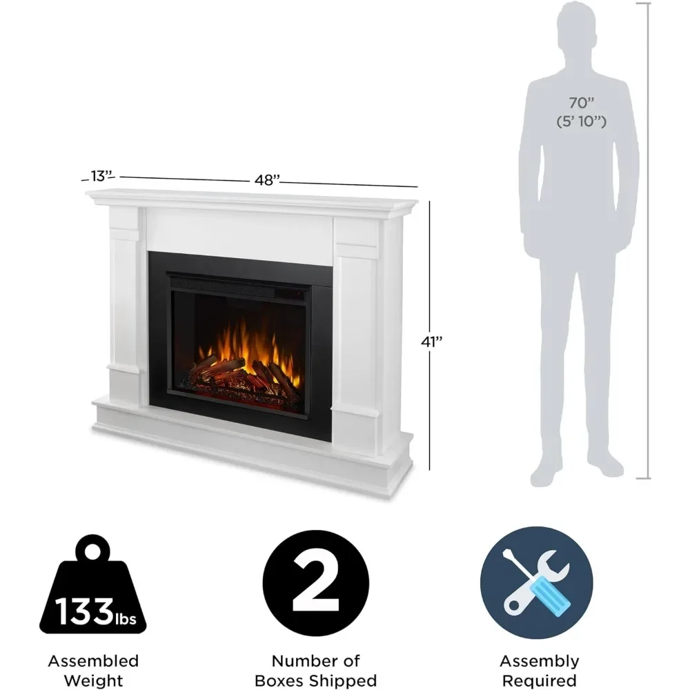 48” Electric Fireplace with Mantel for Living Room or Bedroom,Replaceable Fireplace Insert Heater,Realistic Log and Flame Effect 5